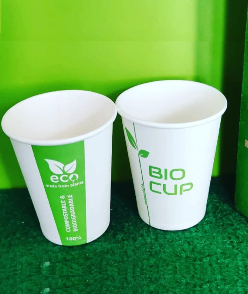 Eco-friendly PLA coated disposable bio compostable paper cups (Pack of ...
